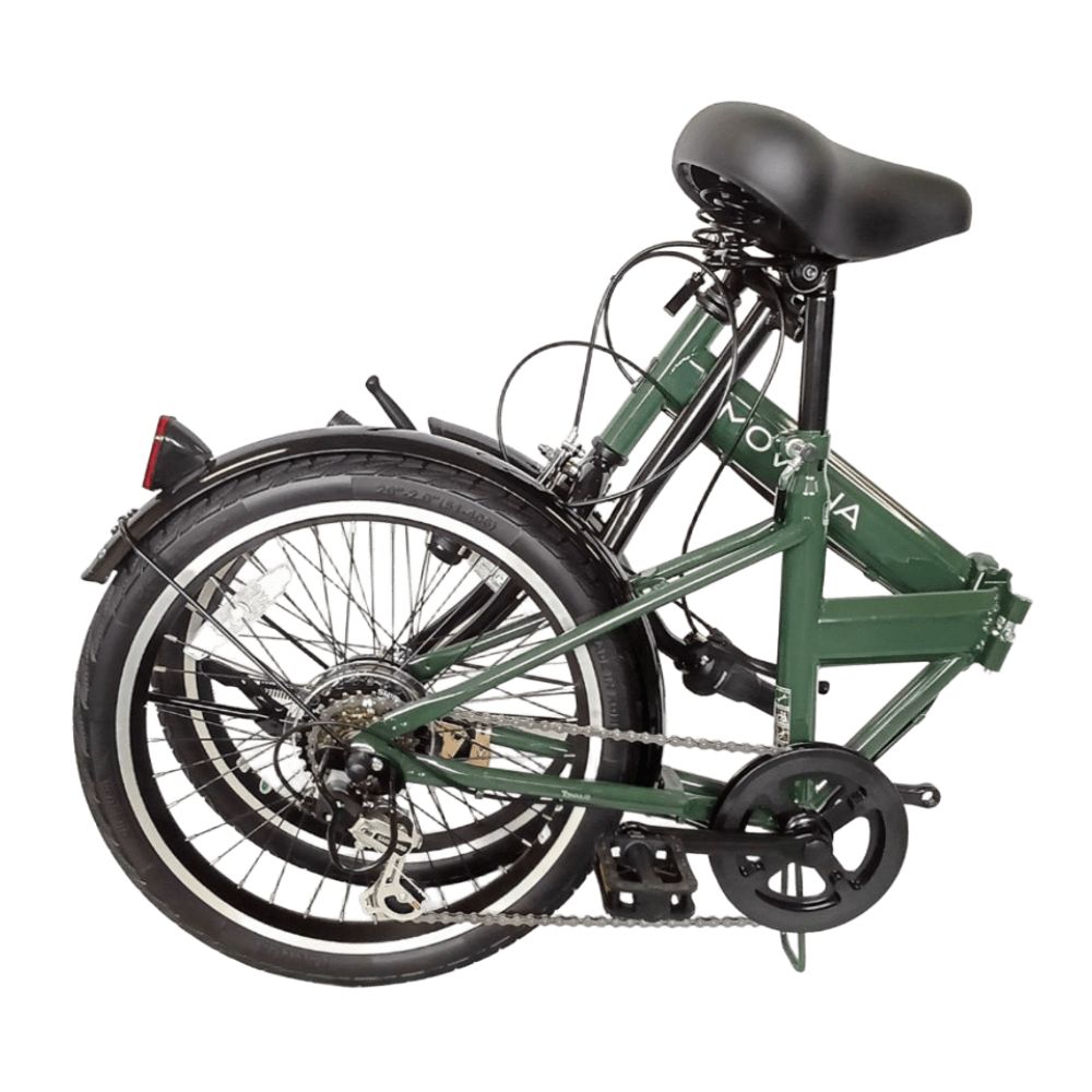 ノーパンク 折りたたみ自転車 MOVONA 20インチ ワイドタイヤ【Dark Green (ダークグリーン) 】SHIMANO6段変速 空気入れ不要 パンクしない フォールディングバイク　武田産業_