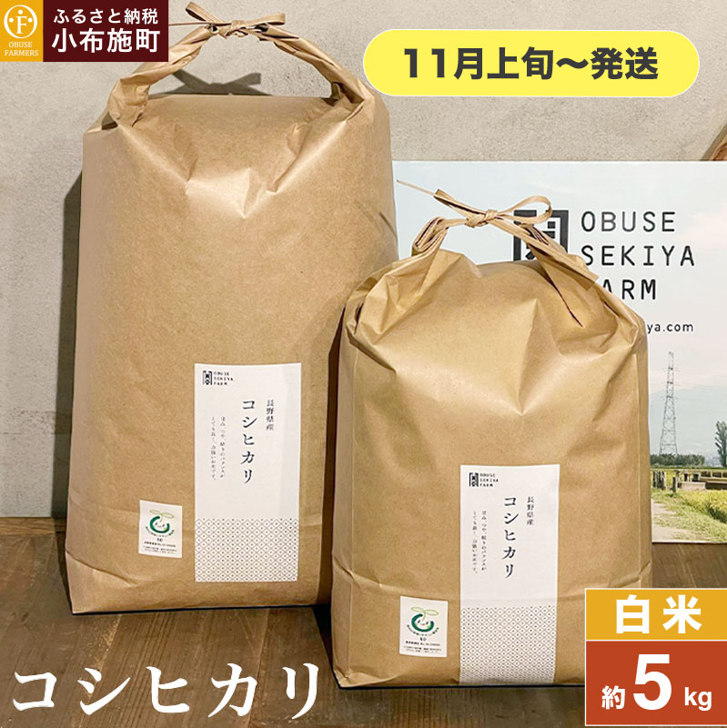 コシヒカリ 白米  約5kg ［ おぶせファーマーズ ］ お米 コメ おこめ ご飯 精米 長野県産【2025年11月上旬～発送】