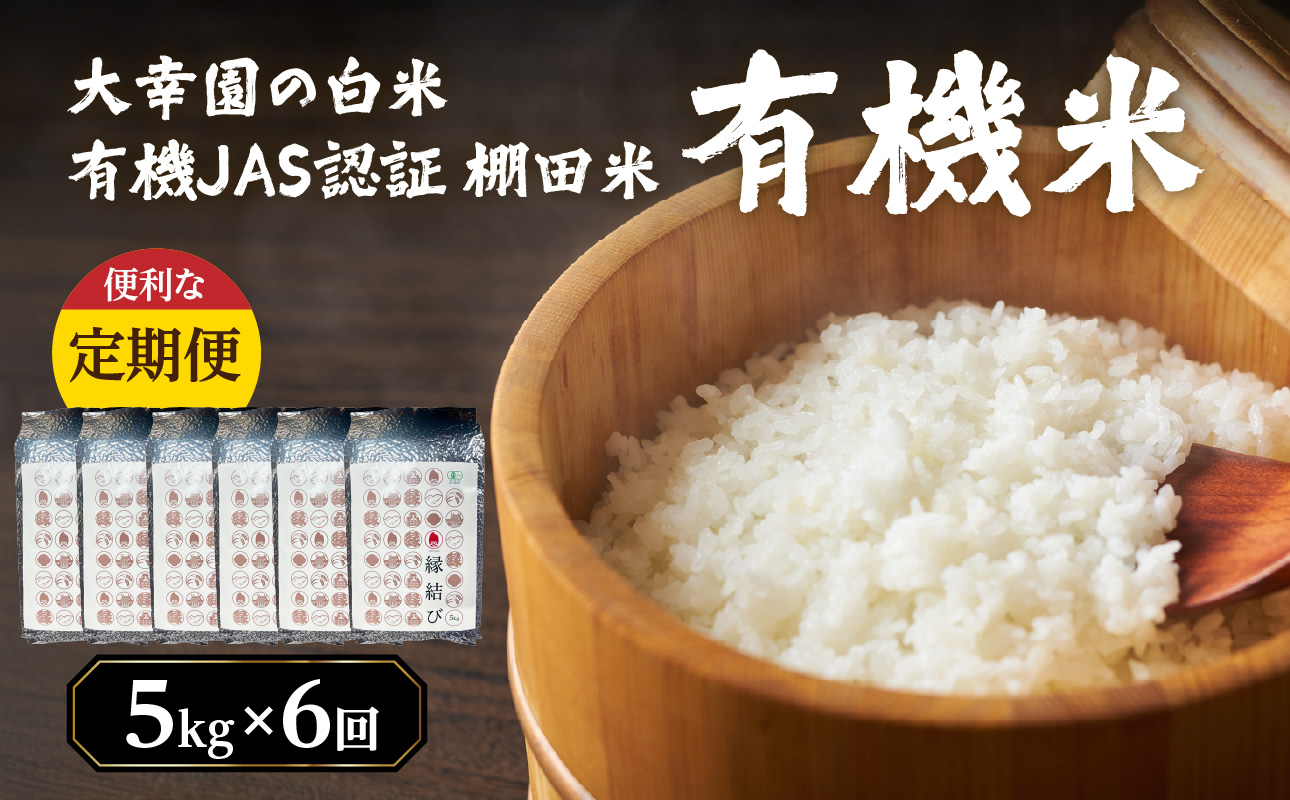 大幸園の白米 6回定期便 有機JAS 認証 有機米 棚田米 5kg 米 国産 白米 有機栽培 美味しい お米 30kg 九州産 お取り寄せ 福岡県 八女市