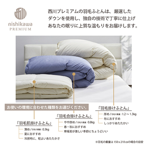 【 nishikawa / 西川 】 羽毛 肌掛け ふとん / ポーランドホワイトグース95％ / 0.3kg / シングル 【P312W】 羽毛布団 ふとん