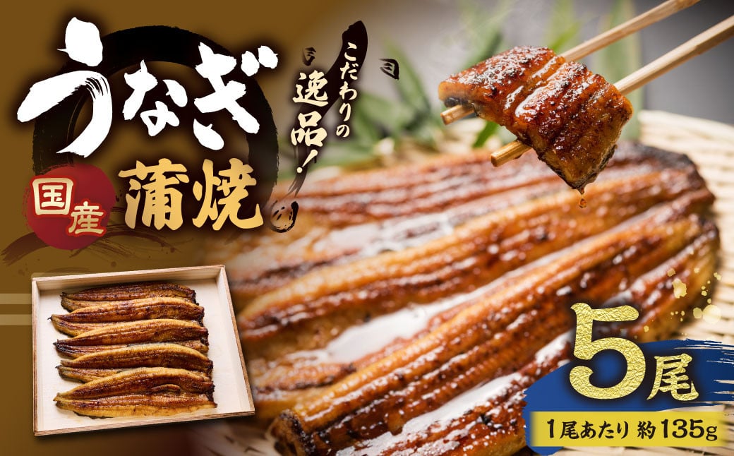 
            こだわりの逸品！ 国産 蒲焼 うなぎ 約135g×5尾 計約675g 鰻 ウナギ うなぎ蒲焼 蒲焼き うな重 国産うなぎ タレ 贈答用
          