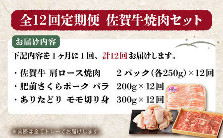 【全12回定期便】佐賀のお肉焼肉セット（牛肉・豚肉・鶏肉）【吉祥】 HCW020 焼肉 BBQ