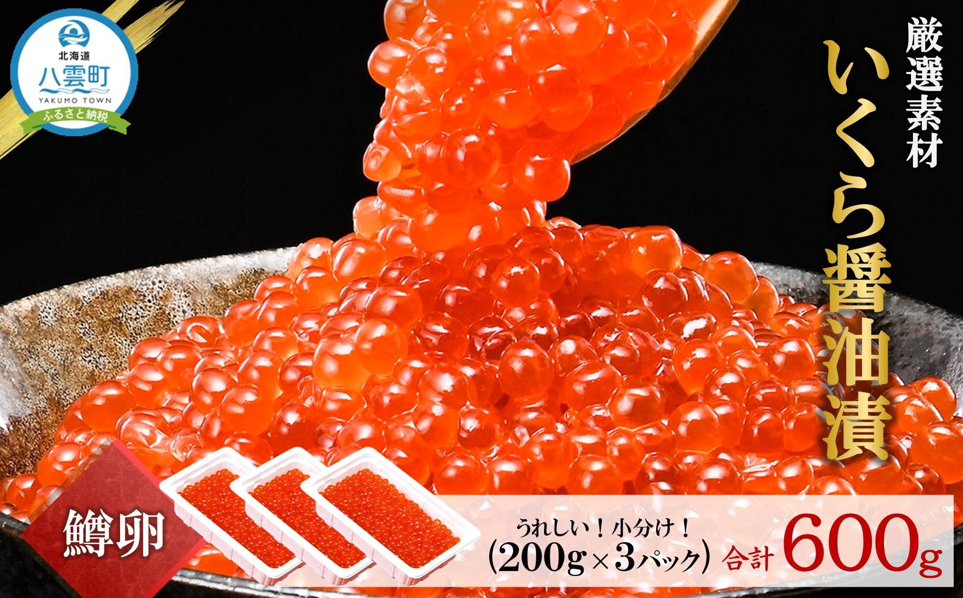 
            いくら醤油漬け 鱒卵 200g×3パック (合計600g)  【 いくら 小分けパック 鱒いくら 小粒厳選 いくら醤油漬け いくら醤油漬 北海道 小分け 海産物 魚介類 水産物応援 水産物支援 年内発送 年内配送 】
          