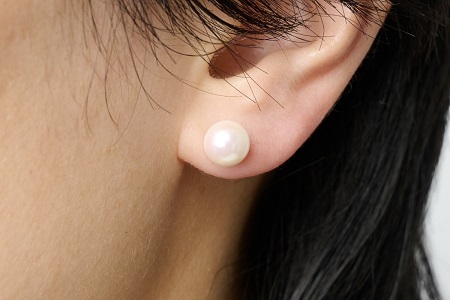 7.5mmアコヤパール直付けピアス：C105-001
