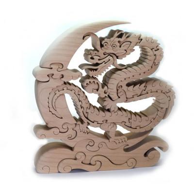 ふるさと納税 河内長野市 三日月龍の木製パズル 干支