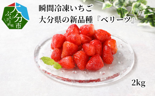
瞬間冷凍いちご　大分県の新品種『ベリーツ』2kg いちご イチゴ 苺 大分県産 スムージー ジャム ベリーツ かき氷 高糖度 瞬間冷凍 冷凍 フレッシュ フルーツ 果物 大容量 C07012
