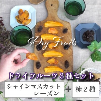 シャインマスカットのレーズンと柿2種のドライフルーツセット 30g×3袋 無添加、砂糖不使用【1508703】