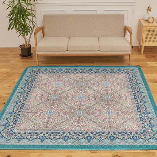 【訳あり 数量限定】ファインペイント カーペット 1枚 【正方形】 190×190cm グリーン SH-3704S