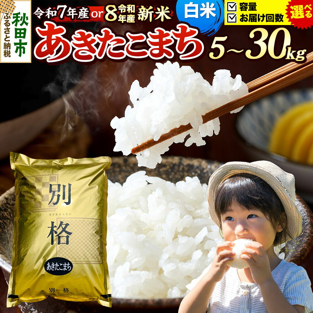 【ふるさと納税】米 あきたこまち【白米】 秋田県産 《選べる R7年産／R8年産 新米受付×容量×お届け回数》 5kg・10kg・20kg・30kg （5kg小分け袋） [新米 先行予約 先行受付 米 コメ 白米 あきたこまち おいしい 美味しい 安全]