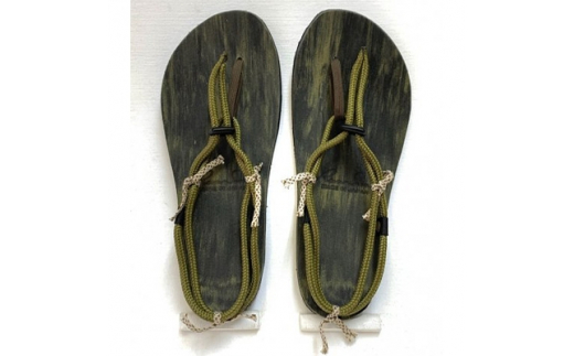 RunSun　Vibram仕様　ヴィブラム　JAPANワラーチ　24.5cm(ブラック/グリーン)【1139415】
