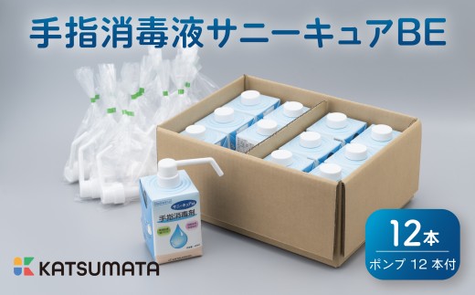 消毒液 紙パック 600ml × 12本 ケース ポンプ 有 セット 手指 消毒剤 消毒 除菌 衛生 ウイルス 対策 コロナ 防災 日用品 便利 保存 サニーキュアBE 静岡 沼津