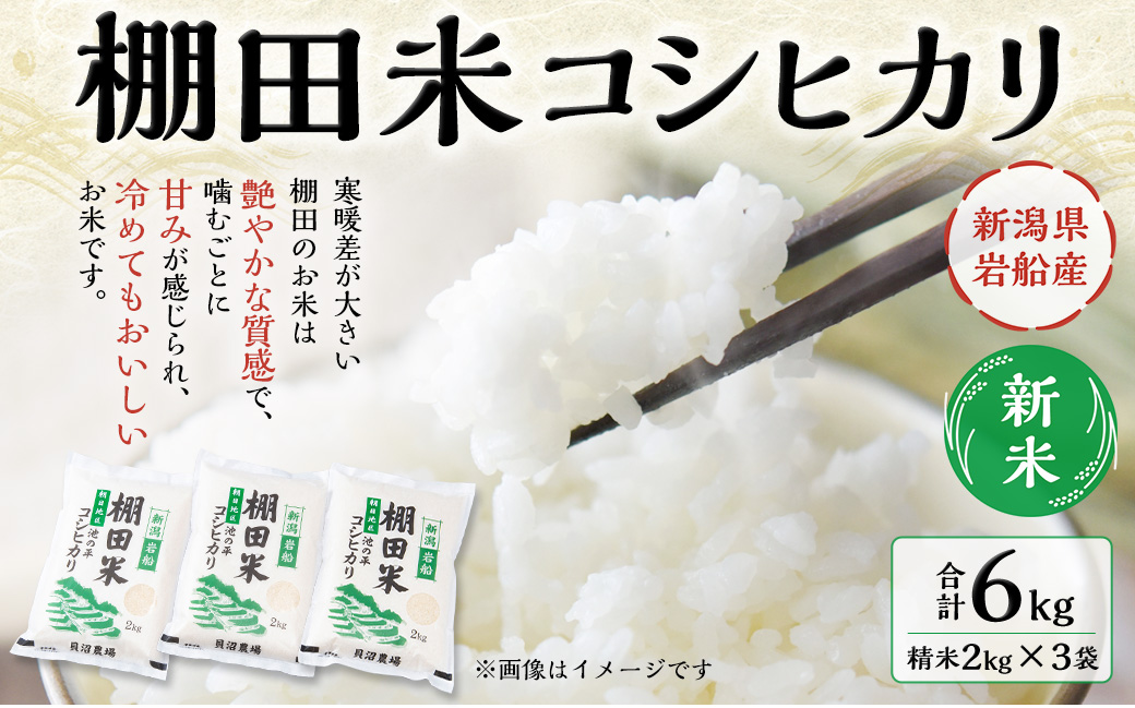 【新米受付・令和7年産米】NA4184 新潟県村上市岩船産　棚田米コシヒカリ6kg