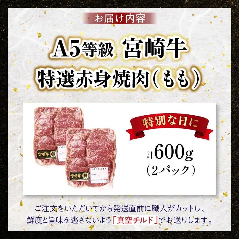 【新鮮チルド】宮崎牛特選 赤身焼肉 合計600g（2パック）_kn123-006-01