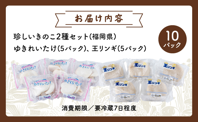 珍しいきのこ2種×5パックセット(ゆきれいたけ5パック・王リンギ5パック)