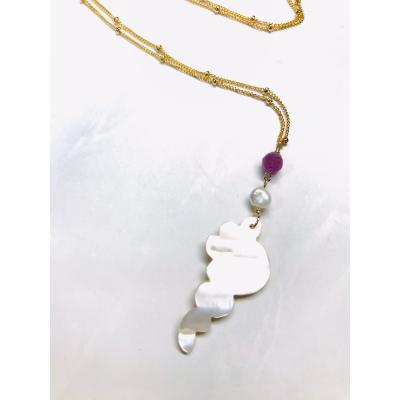 ふるさと納税 大津市 びわ湖パール&amp;びわ湖シェルネックレス ruby