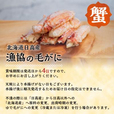 ふるさと納税 浦河町 【今が旬!】漁協の浜ゆで毛がに 大サイズ1尾※日付指定対応不可※[02-346] |  | 01