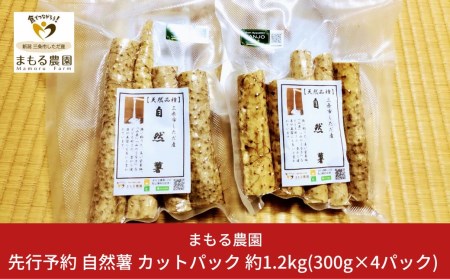 自然薯 カットパック 約1.2kg(300g×4パック)  とろろご飯に 自然薯（じねんじょ） 新潟県産自然薯  無農薬で栽培した自然薯 すり易くカットした自然薯をお届け  [まもる農園] 【012P048】