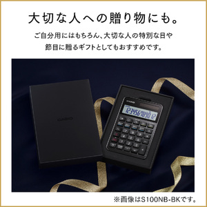 カシオ電卓　S100NB-BK　＜名入れ有り＞　hi011-085　CASIO 計算機 事務用品 卓上電卓 オフィス用品 スタイリッシュ おしゃれ かっこいい 山形県 東根市