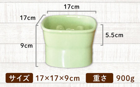 美濃焼　陶器製ペット用フードボウル【早食い防止高台フードボウル(大/アップルグリーン)pet111】【1427838】