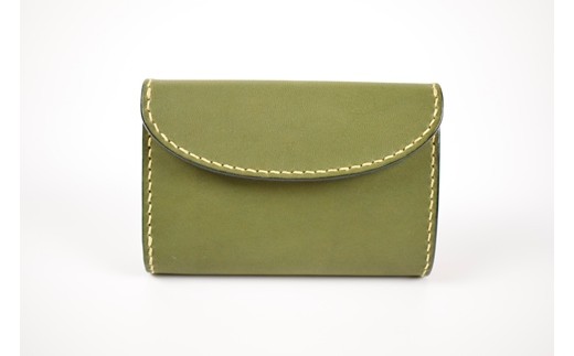 【minca】栃木レザーの三つ折り財布 ミドルサイズ ハンドステッチ滑らかな手触り/Middle wallet 01/オリーブ　518【雑貨 ファッション 人気 おすすめ 】