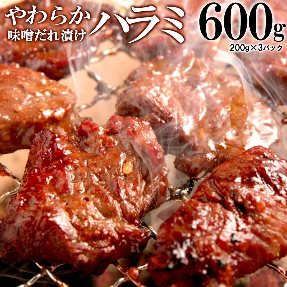 
            やわらかハラミ味噌だれ漬け600g（200ｇ×3）
          