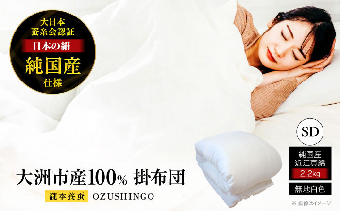 
            快適で上質な眠りを！【大洲市産国産繭100％使用】純国産近江真綿（国産シルク）布団 正絹側生地OZUSHINGO 無地白色 セミダブルサイズ 愛媛県大洲市/国産シルク近江真綿布団専門店 [AGBE008]布団 ふとん シルク 寝具 真綿
          