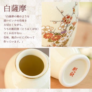 No.192 細身の白薩摩花瓶 (梅菊) 工芸品 工芸 花瓶 花 手作り 薩摩焼 陶芸品 焼物 陶器【桂木陶芸】