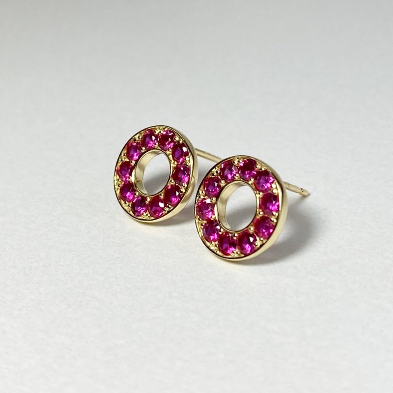 K18YG　ルビーサークルピアス　K05113-H