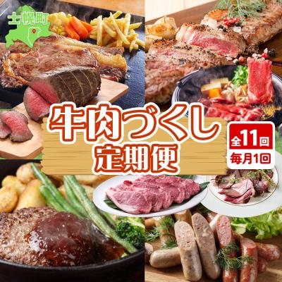 ふるさと納税 士幌町 定期便 北海道 牛肉づくし 全11回 ステーキ ハンバーグ 頒布会【X36】