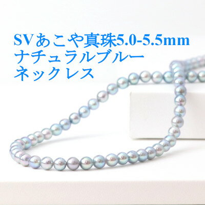 【ふるさと納税】SVあこや真珠ナチュラルブルー5.0-5.5mmネックレス【42cm】【配送不可地域：沖縄県】【1543838】