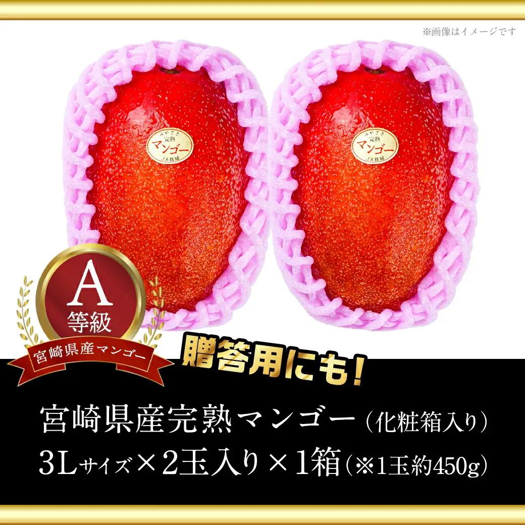 【先行受付!】宮崎県産完熟マンゴー(A等級) 【3L以上×2玉】化粧箱入り≪2026年5月中旬以降順次お届け≫〔AE-0112〕