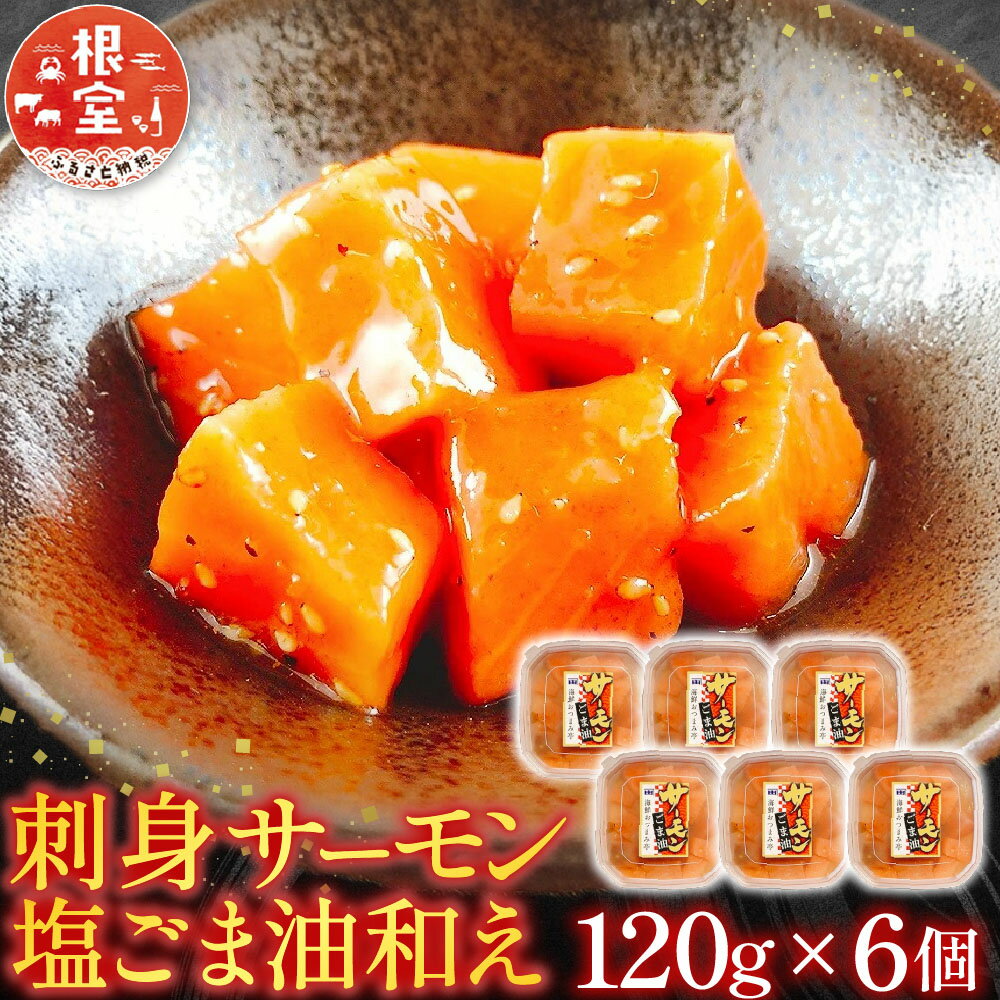 【ふるさと納税】 刺身サーモン塩ごま油和え 120g × 6 個 鮭 さけ サケ しゃけ シャケ 魚 さかな サカナ 刺身 塩 ゴマ 胡麻 ご飯のおかず おつまみ サーモントラウト お取り寄せ グルメ 海鮮 北海道 根室市 ふるさと納税 A-09150