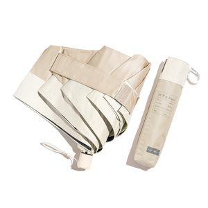 [一木良品] レディース 折りたたみ傘 晴雨兼用 (種類：丸型、ベージュ×オフ) K25B03