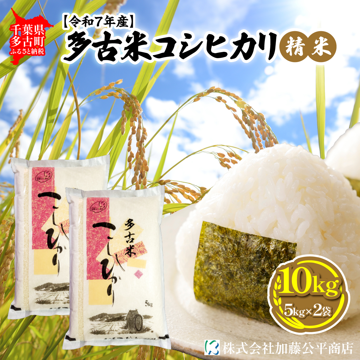 【令和7年産】多古米コシヒカリ 精米10kg(5kg×2袋)【配送不可地域：離島・沖縄】【1396309】 TAKE002
