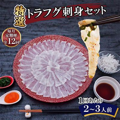 ふるさと納税 壱岐市 【毎月定期便】特選トラフグ刺身セット(2〜3人前)全12回