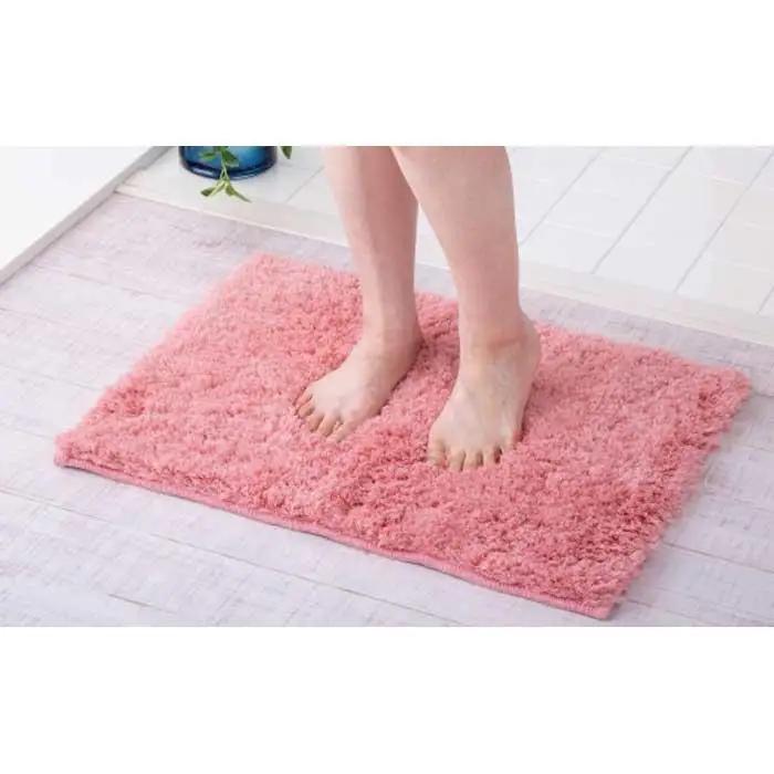 ふわふわコスモトロン吸水速乾バスマット30mm コーラルピンク 縦45cm×横60cm
