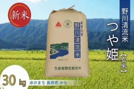 【令和8年産新米】【特別栽培米】【玄米】野川清流米「つや姫」30kg(30kg×1袋)_A198(R8)