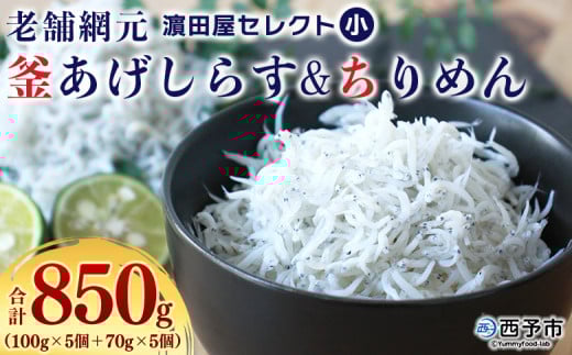 ＜老舗網元 濱田屋セレクト 釜あげしらす (合計850g)＞ 釜揚げ シラス じゃこ 海鮮 海産物 丼 おにぎり 具材 ご飯 おつまみ おやつ 小魚 乾物 国産 マルヨシ水産 特産品 愛媛県 西予市【冷凍】