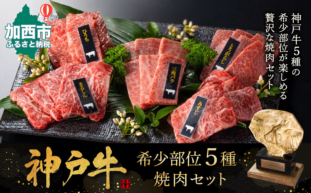 神戸牛 希少部位 焼肉セット 5種 計1200g 1.2kg 各80g×3パック×5種 セット ミスジ ヒウチ 三角バラ トウガラシ マルシン 食べ比べセット 神戸ビーフ 和牛 ブランド牛 牛肉 肉 食べ比べ 焼肉 プレゼント お届け