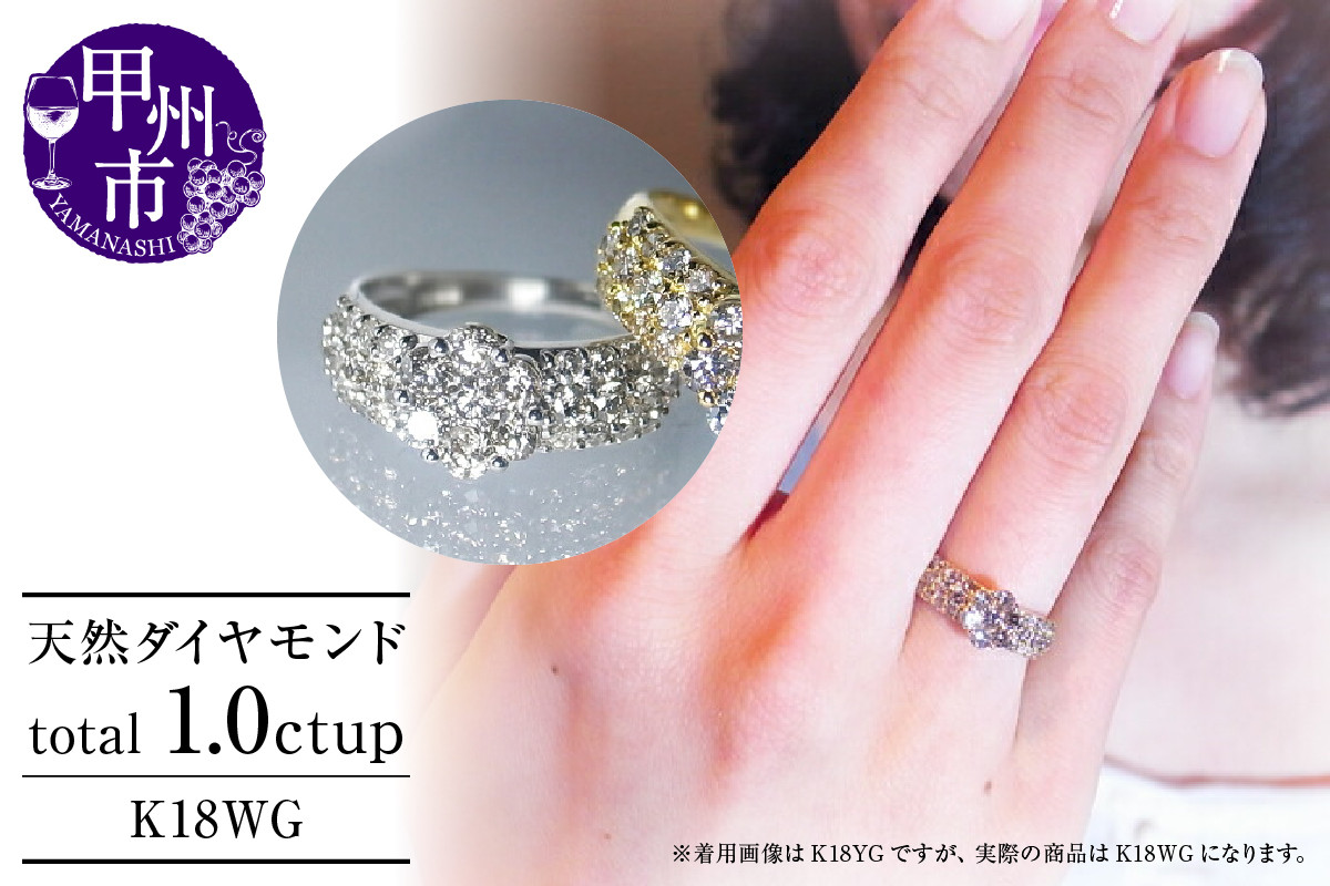 
            指輪 天然 ダイヤモンド 1.0ct パヴェ SIクラス Renne ルネ【K18 WG】 r-174（KRP）P61-1411【リング 指輪 ジュエリー ホワイトゴールド ギフト 】
          