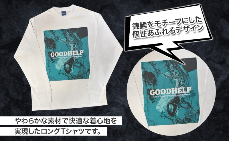 GOODHELP ColoredCarp L/S T-shirt white  Tシャツ 半袖 洋服 ファッション ストリート ストリート感 ユニセックス スリーブTシャツ ティーシャツ ストリートカ
