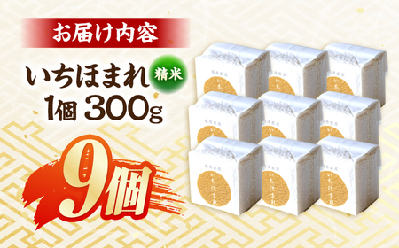 【2026年1月中旬より順次発送】福井県産 いちほまれ 300g×9個 2合 真空パック 小分け  / 白米 国産米 福井県 ブランド米 保存しやすい 小浜市 / シマダ農園[BFAV012]