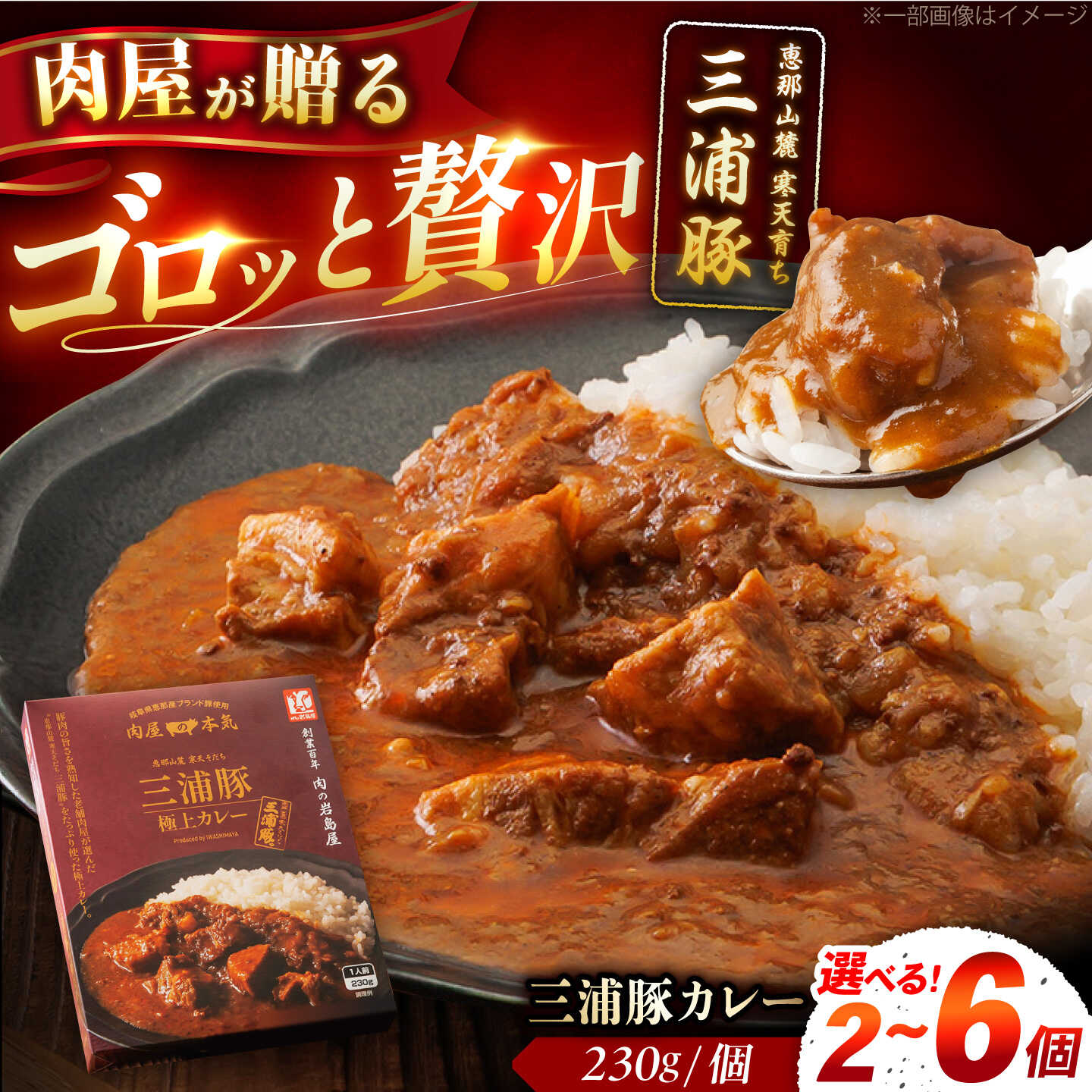 【ふるさと納税】【選べる個数】三浦豚カレー 2個・4個・6個セット (1個あたり230g) / カレー 三浦豚 レトルトカレー セット 恵那市 / 岩島屋[AUAJ056]