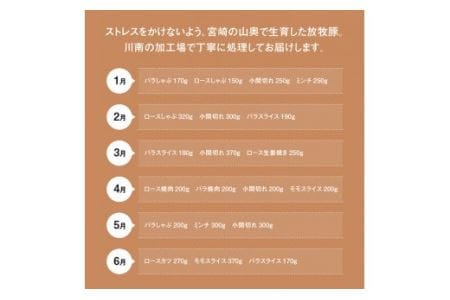 【定期便】宮崎の放牧豚 豚肉定期便A 12ヶ月定期便【 肉 豚肉 国産豚肉 九州産豚肉 宮崎県産豚肉 豚しゃぶ 焼肉 とんかつ ステーキ 全12回豚肉 豚肉定期便 】