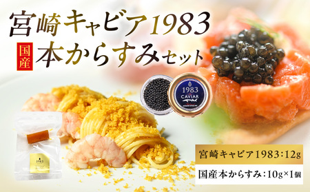 宮崎キャビア1983(12g)＆国産本からすみ(10g×1個)セット 宮崎キャビア1983 ジャパンキャビア トラディショナルキャビア G7サミット 国際線ファーストクラス 熟成キャビア 宮崎県産 チョウザメ 岩塩 本からすみ 国産 ぼら ボラ 真子 珍味