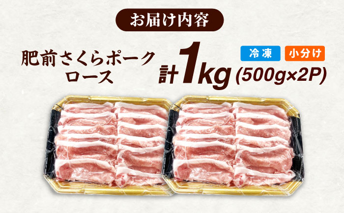 肥前さくらポーク ロース 500g × 2パック 計 1kg しゃぶしゃぶ 豚 豚肉 吉野ヶ里町/上場食肉 [FDQ003]