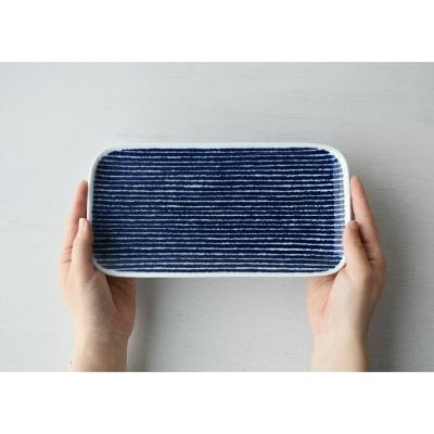 ふるさと納税 長崎県 【波佐見焼】23.5×12cm長角皿5枚組藍染駒筋【西海陶器】5　32570 |  | 01