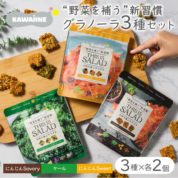 【ふるさと納税】野菜を補うグラノーラ3種セット（ケール・にんじんSweet・にんじんSavory　各2袋）【茨城県産有機ケール・にんじん使用】オーガニック野菜　グルテンフリー　人工甘味料不使用　無添加※離島への配送不可