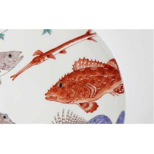 有田焼 魚文丸皿 大皿 【仁窯】 プレート 魚柄 染付 和食器 インテリア 皿 伝統工芸 ギフト A750-18_イメージ4