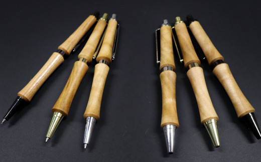 D-1167ハンドメイドシャープペンシル＆ボールペン（ノック式）桜 2本セット ［金属部分：ガンメタ］